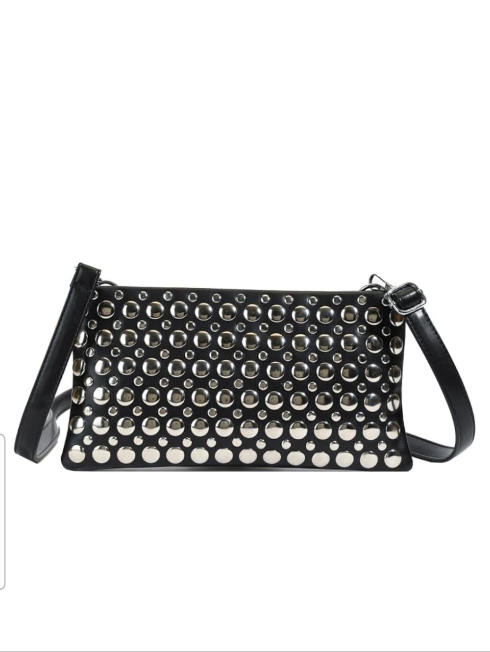 NEW Studded Rivet Vegan Leather Black Clutch Or Crossbody Bag